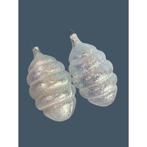 Delicate Blown Glass Ornaments Iridescent Spiral 4 Inches Christmas Colombia - Picture 2 of 5